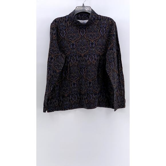 croft & barrow Tops - CROFT & BARROW Women's Black Paisley Printed Long Sleeve Mock-Neck Top SZ XXL